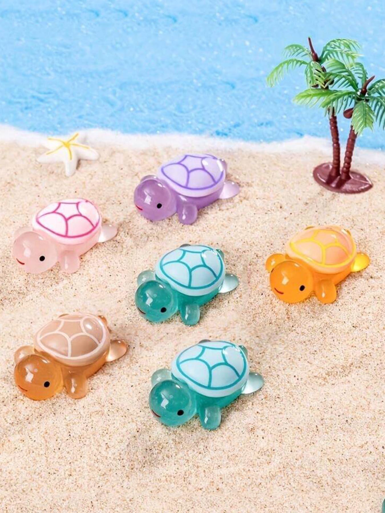 30Pcs Luminous 3D Turtle Figurines, Glow in the Dark Colorful Translucent Plastic Ornaments for DIY Crafts, Party Favors, Beach & Holiday Decor, Cute Gifts for Kids