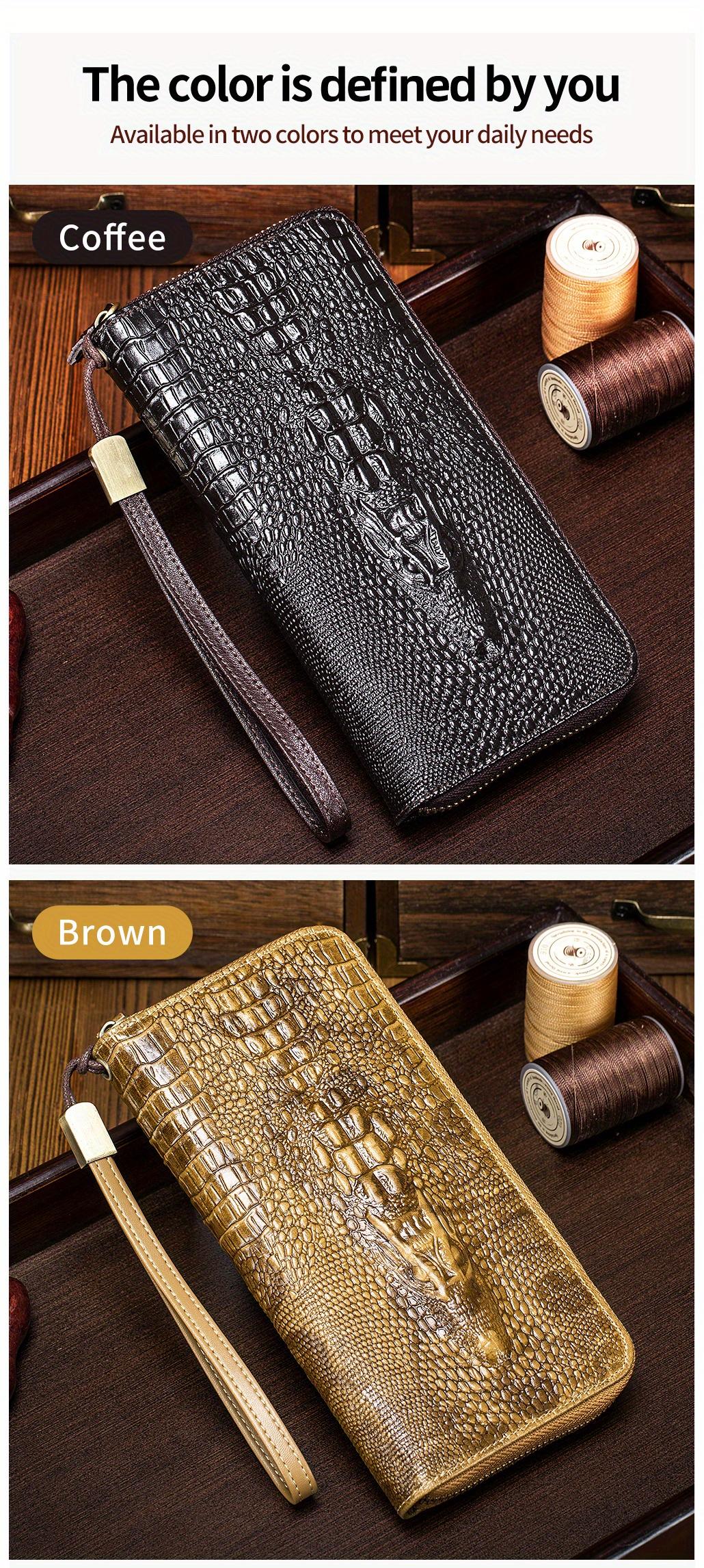 Men's Anti-Theft Wristband Wallet - Genuine Cowhide Leather Long Business Clutch Bag, Multi-Card Slot and Cash Holder Design - Professional Daily Dual-Use Thickened Version (Compatible with Smartphones*)
