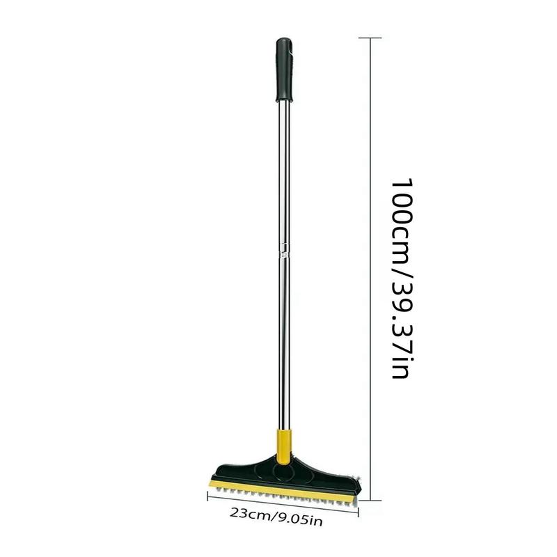 Long Handle Floor Scrub Brush, 1 Count 2 in 1 Floor Cleaning Brush & Scraper, 180 Degree Rotatable V Shaped Brush Head Cleaning Tool, Household Cleaning Supplies for Bathroom Kitchen Home