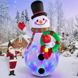 5 FT Giant Christmas Inflatables Snowman Outdoor Decorations Built-in Rotating LED Lights, Huge Blow Up Snow Man with Magic Hat IP44 Waterproof Xmas Decor for Yard Outside Lawn HolidayAB19Wild Motion