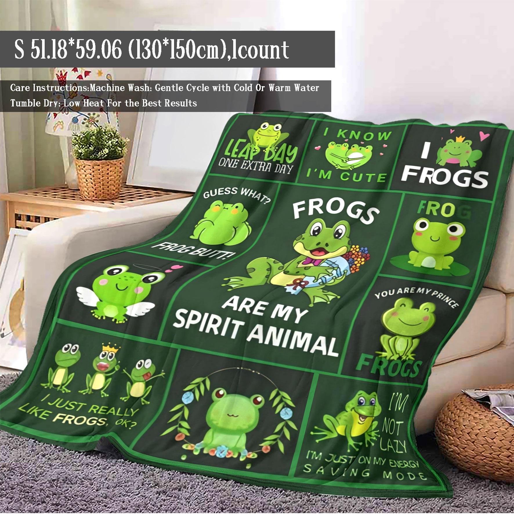 Frog Pattern Blanket, 1 Count Soft Throw Blanket, Air-conditioned Room Blanket, Warm Nap Blanket for Home Office Travel Camping, Cozy Blanket