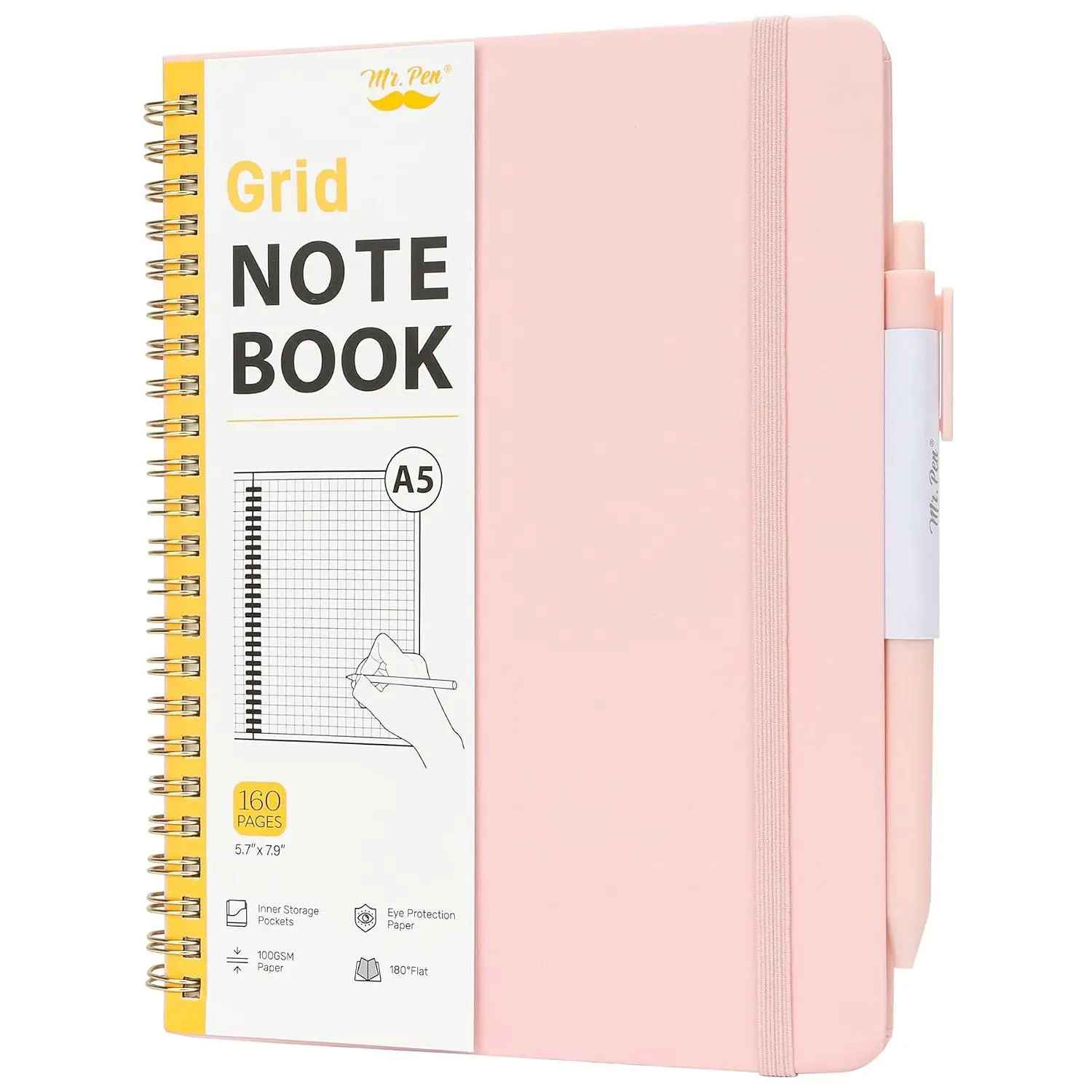 - Graph Grid Spiral Journal Notebook Set, A5 (5.7" x 7.9"), 160 Page | Spiral Bound Graph Paper Notebook with Pen and Divider Sticky Tabs for Women & Men, Math, Notes, Sketching, Engineering,