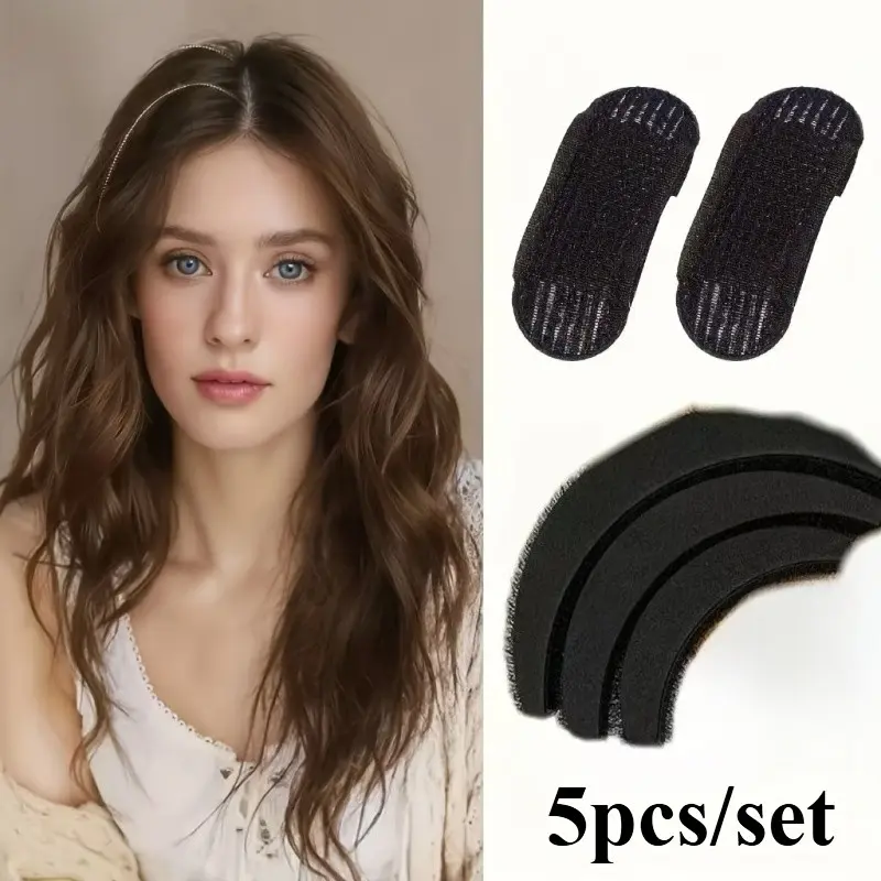 5Pcs/Set Volumizing Hair Pads, Hair Root Lifter Inserts, Non-Slip Hook & Loop Bangs Heightening Pads for Full Fluffy Hairstyle, Lightweight, Fuller, Volume Enhancement