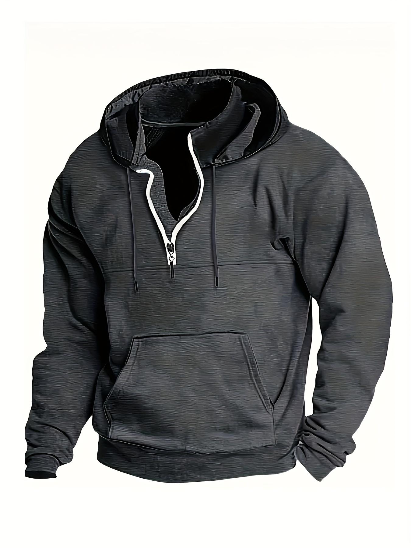 [Winter Warm Hoodie] Men's Heavyweight Hooded Sweatshirt - Winter Warm Pullover Hoodie, Casual Gym & Casual Attire, Machine Washable Solid Color Long Sleeve Hoodie for Men, Training & Outdoor Activities (Regular Fit, Autumn/Winter) - No Belt Loops/Ties