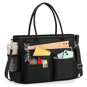 New Fashion Large Capacity Commuter Business Teacher Organizer Tote Bag, Laptop Compartment, Multi-Pocket Work Bag, School Office Use