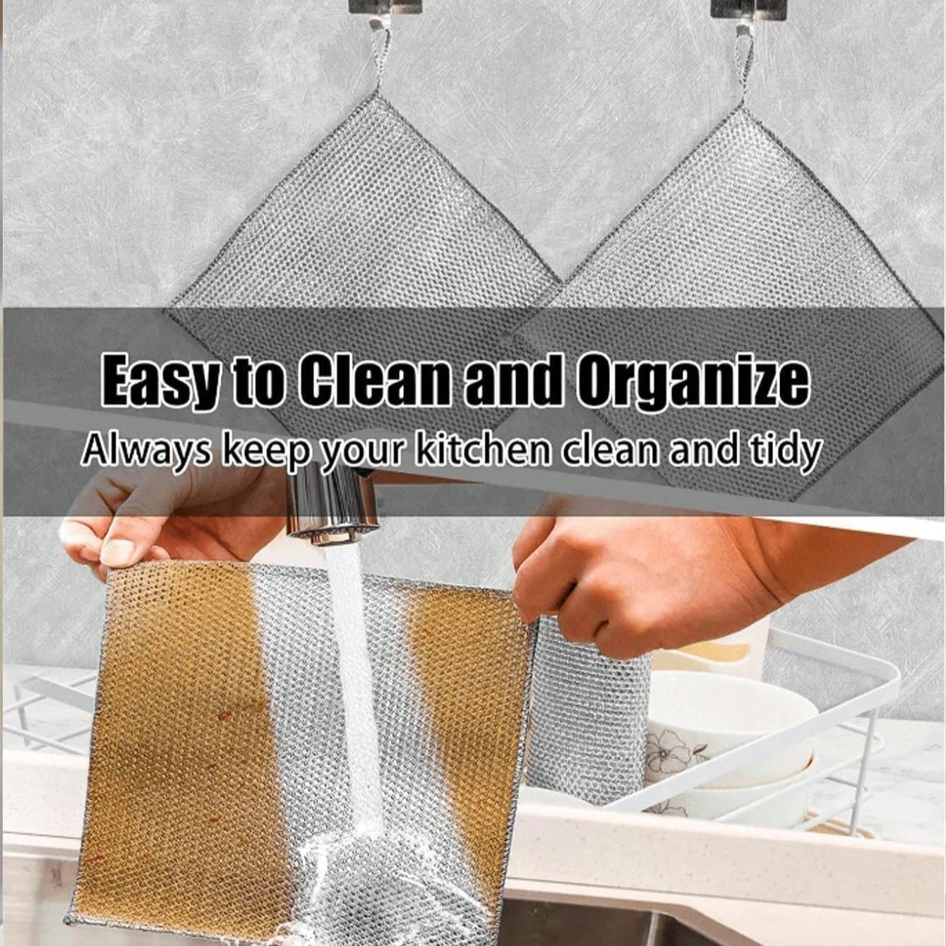 Iron Wire Sponge Cloth, 5/10/20/30/50pcs/set Scratch-free Dish Cleaning Cloth, Multi-purpose Dish Scrubber, Easy To Rinse and Reusable Cleaning Cloth for Kitchen Sink, Home Decor, Dishwashing Sponge, Kitchen Cleaning Supplies