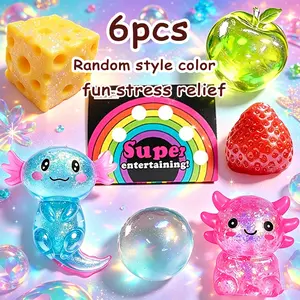 6pcs Soft Expression Newt Toys, Fun Multicolor Stress Relief Squeeze Balls, Novel Gradient Cheese Soft Dough Fidget Toys, Slow Rebound Stress Reliever