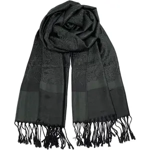 Pashmina Shawls and Wraps w/Fringe Two Tone Vintage Jacquard Paisley Rave Scarf for Weddings FestivalGift.