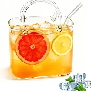 Handbag Shaped Glass Cup, 26oz Unique Thick Bottom Wine Glass, Women Party Gift, Drink Holder, Fish Tank Vase, Creative Drinking Cup, Drinkware