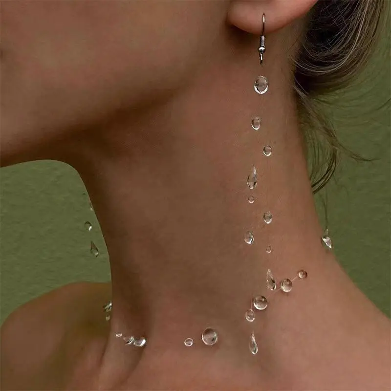 2026 minimalist invisible thread necklace decorated with assorted clear bubble crystal beads, ultra-thin transparent cord, lightweight fairy design for subtle elegant daily and date matching,gifts for women,womens gifts,beach essentials