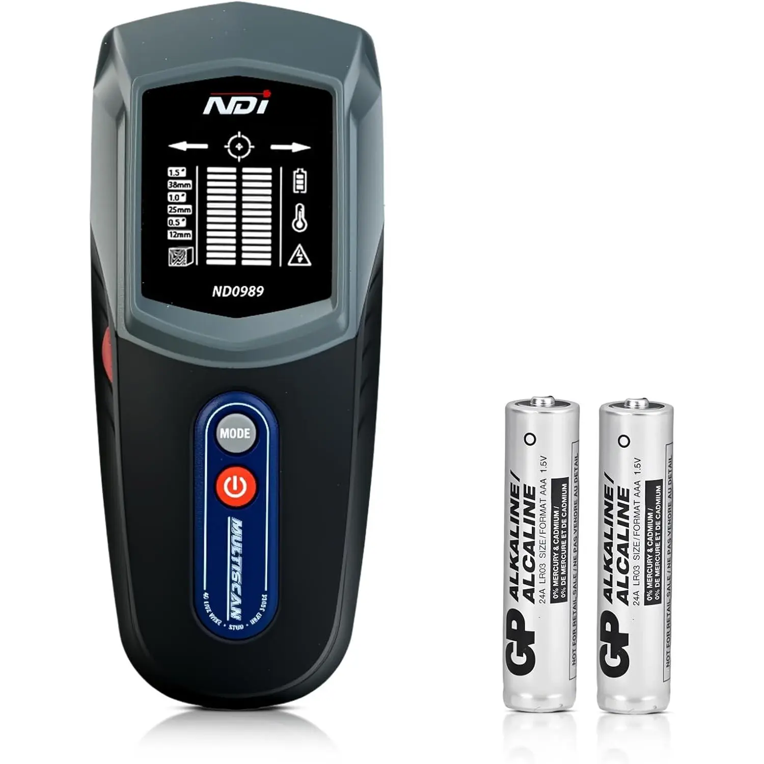 2026 NDI ND0989 Multi-Function Stud Finder and Heat Source Detector Accurate Detection of Studs, AC Live Wires, and Heat Sources Behind Walls Ideal for Home Improvement, Electrical Installation