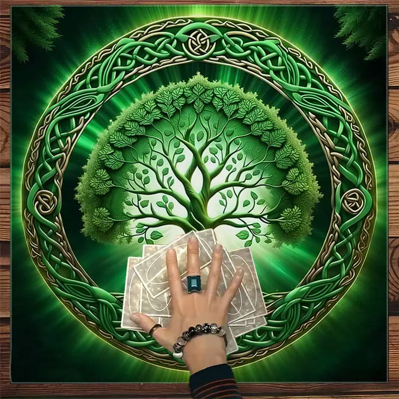 Celtic Life Tree Print Tarot Card Tablecloth, Card Mat, Furniture Protector, Coffee Table Cover, Party Decor, Home Decoration