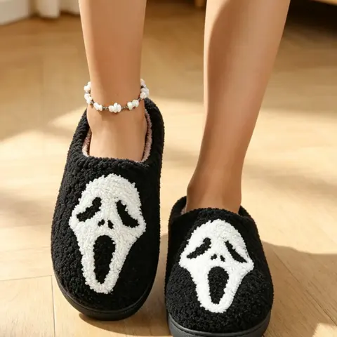 Women's Halloween Animal Cartoon Slippers, Home Slippers, Soft Plush Thick Sole, Silent Anti-Slip, Indoor Fall Winter Casual Footwear