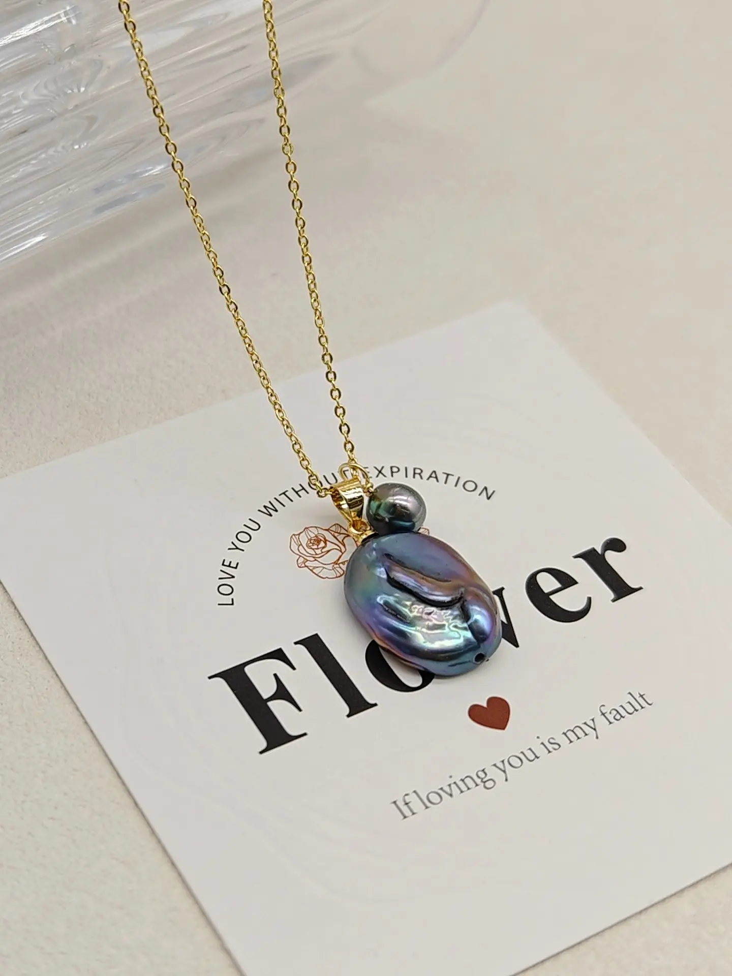 Natural Freshwater Pearl Necklace, Peacock Baroque Pendant, Unisex Jewelry, Perfect Gift for Valentine's Day, Birthday, Anniversary