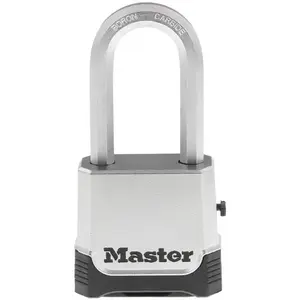 Master Lock Silver Outdoor Combination Lock, Heavy Duty Weather Resistant Padlock with Resettable Code and Cut Resistant Boron Carbide Shackle for Outdoor Use, M176XDLH