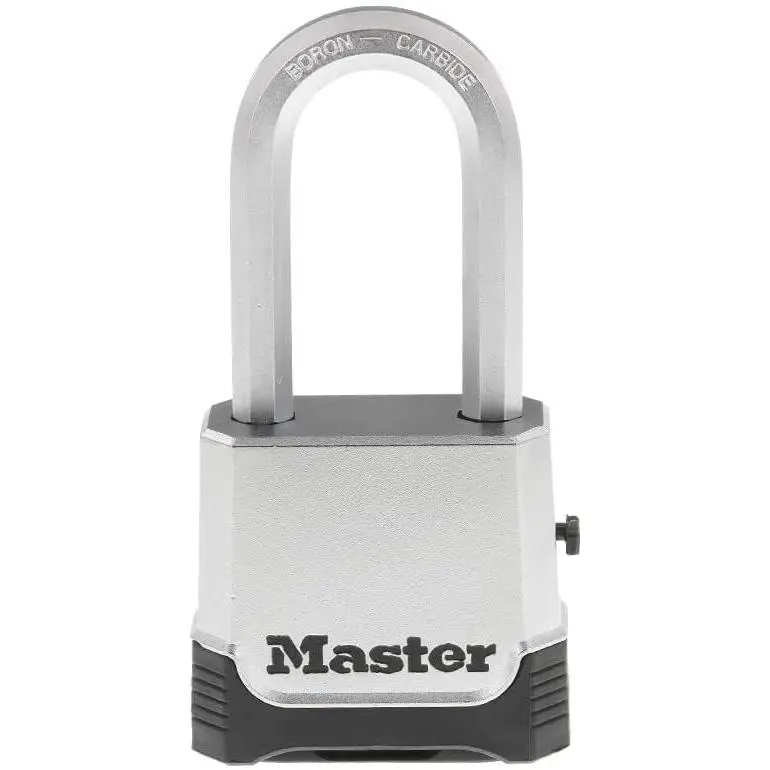 Master Lock Silver Outdoor Combination Lock, Heavy Duty Weather Resistant Padlock with Resettable Code and Cut Resistant Boron Carbide Shackle for Outdoor Use, M176XDLH