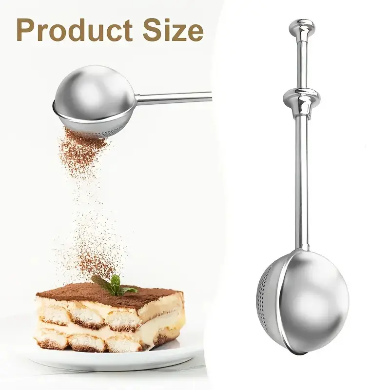 1pc 304 stainless steel tea filter, push-in teakettle filter with retractable tea separator, baking powder sieve/tea brewer 2 in 1 for office and restaurant use