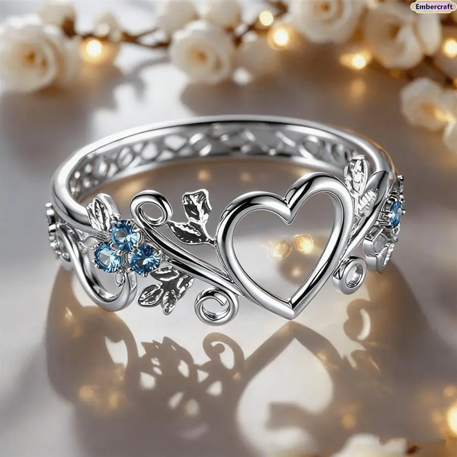 Viral Aesthetic Heart Shape Promise Ring for Women, Boho Romantic Engagement & Wedding Ring, Dainty Stackable Statement Jewelry, Cubic Zirconia Fashion Band, Valentine's Day Anniversary Gift for Her, Everyday Wear, Date Night, Party, Valentine Gifts, Dain