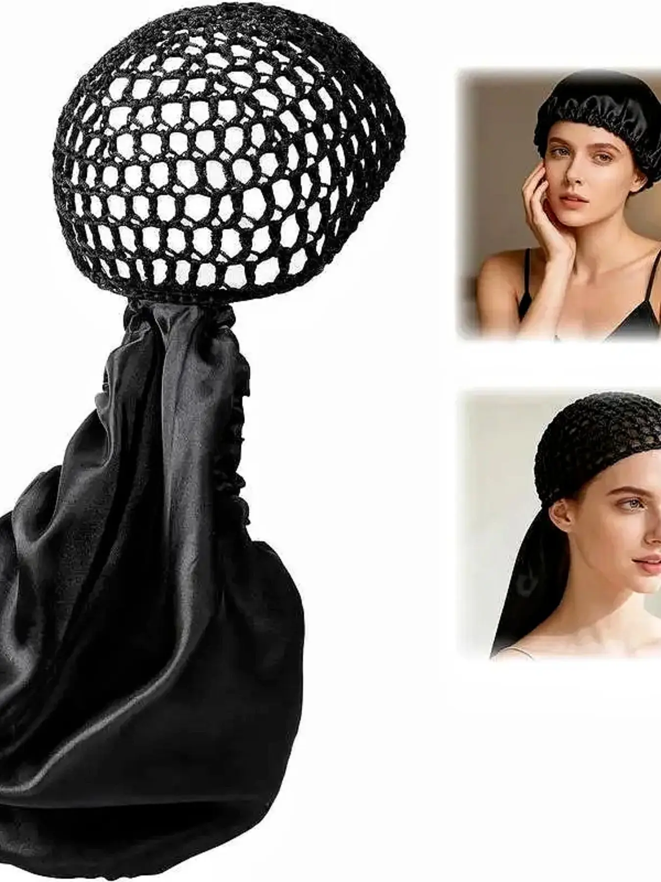Detachable Satin Mesh Hair Sleep Cap, Sleeping Bonnet, Lightweight Breathable Women's Nighttime Hair Protection, Practical Daily Wear Hair Hat