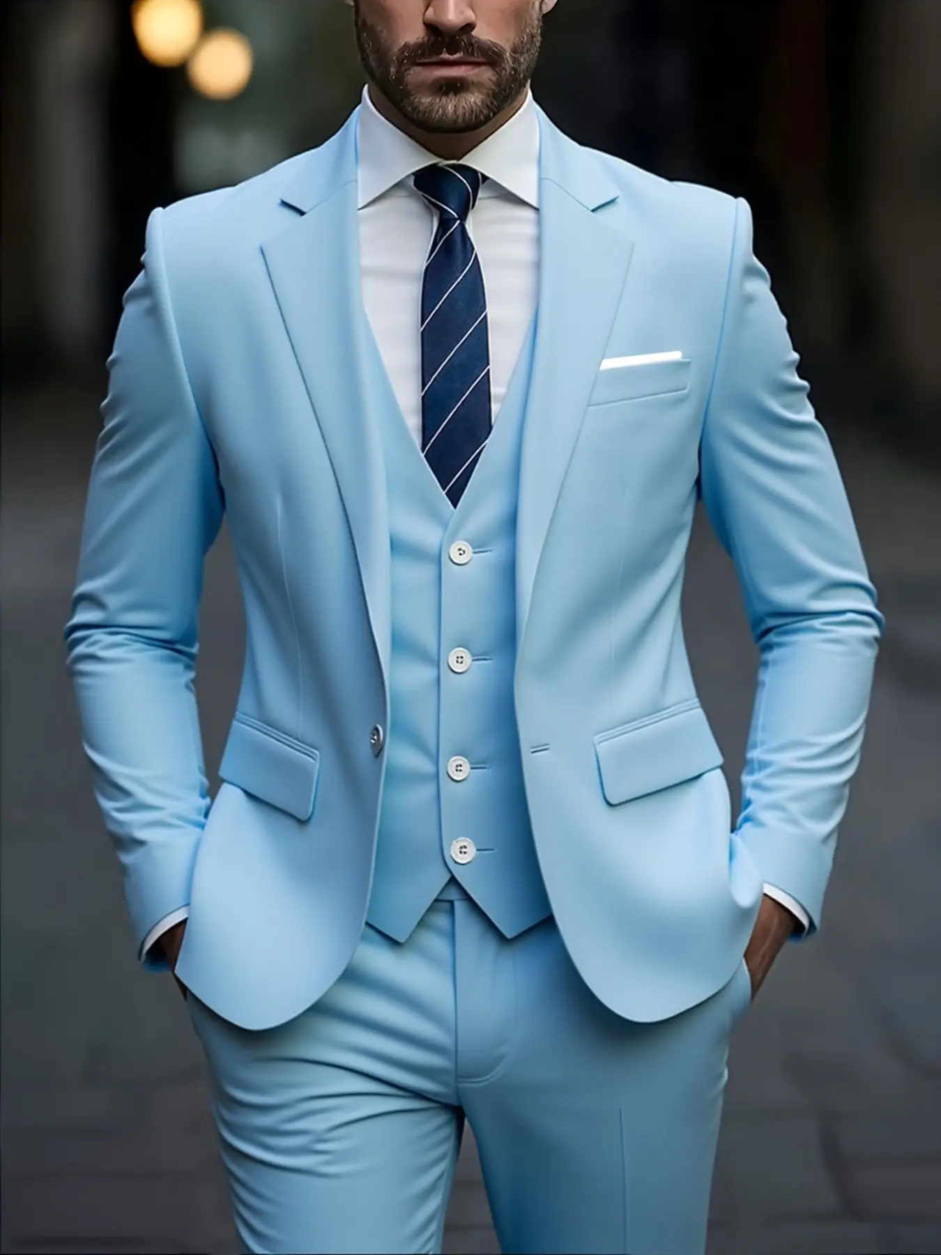 Men's European Style Suit, Soft Premium Fabric, Ideal for Office Commute, Business Casual Luxury Dress, Perfect for Formal Weddings, Three Piece Suit