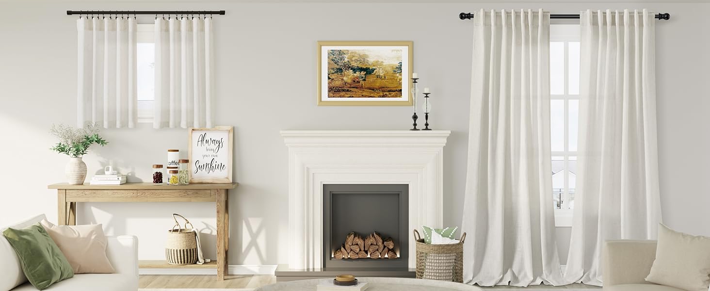 Linen Cafe Curtains 30 Inch Length Light Filtering Semi Sheer Mini Curtains for Small Window Basement Bathroom Natural Back Tab Rod Pocket Pleated Short Sheer Kitchen Curtain 30x30 Cream