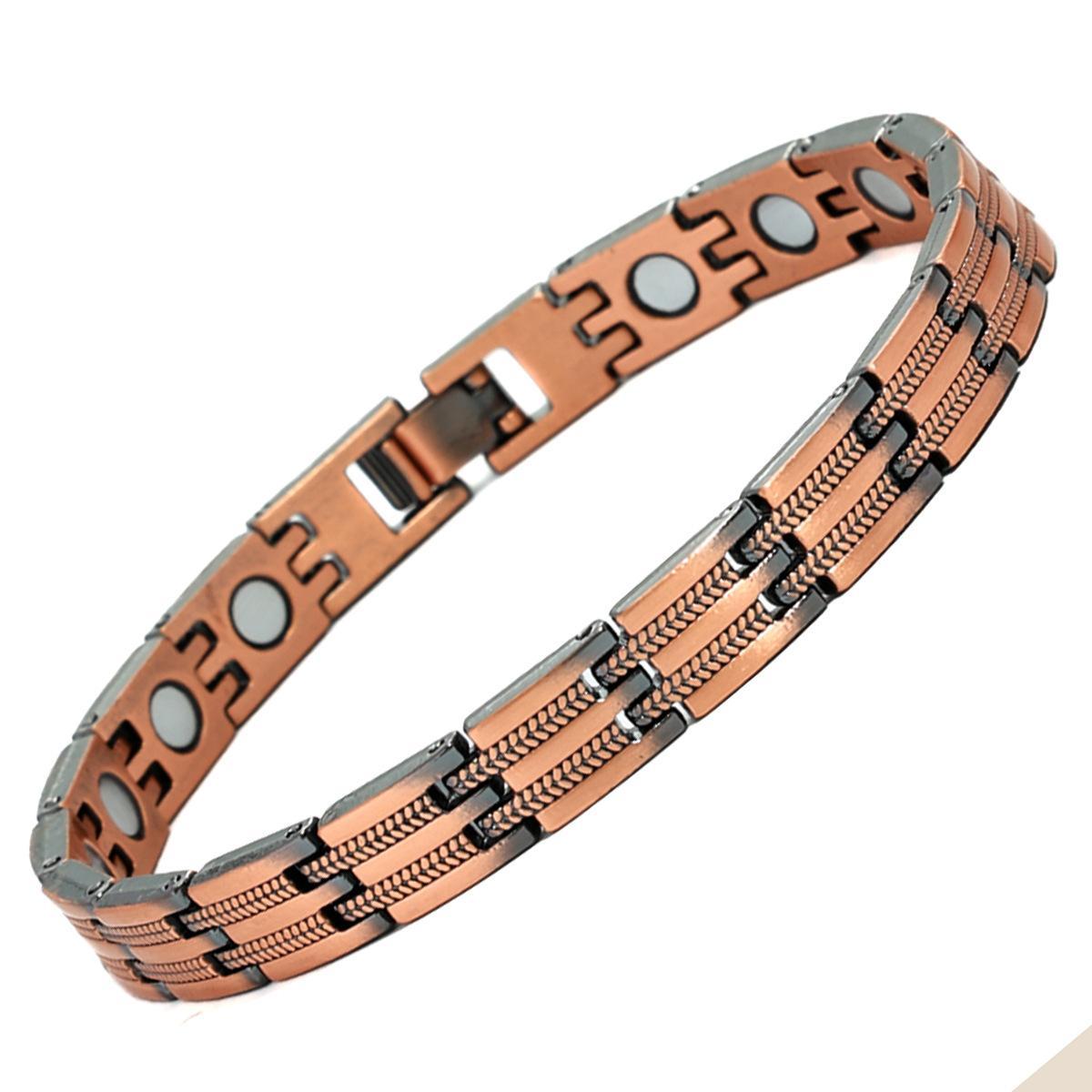 Men's  Bracelet, 3x Super Strong Magnetic Force, 99.99% Pure  with 3500 Gauss Neodymium Magnet, Adjustable Magnetic Therapy Bracelet for Men hip hop jewelry men minimalist high quality raw copper gold chain ocean inspired cross pendant durable