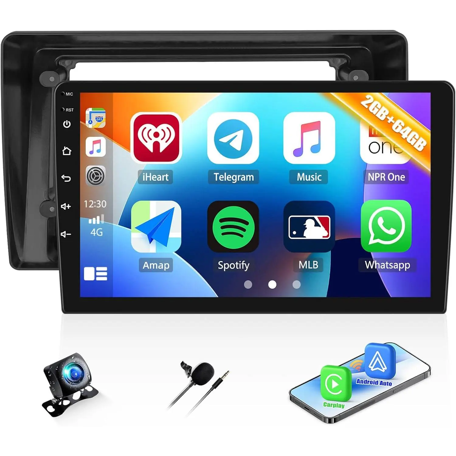 2G+64G Car Radio for Ford Explorer 2006-2010, Android 15 Car Stereo with Wireless CarPlay Android Auto 10.1" Touch Screen Radio with GPS WiFi Bluetooth FM Radio HD Backup Camera