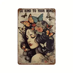 1count, Butterfly Vintage Metal Aluminum Sign, Vintage Plaque Decor, Hanging Plaque, Mental Sign, Plaque Decor Wall Art, Wall/Room/Home/Restaurant/Bar/Cafe/Door/Garage Decor