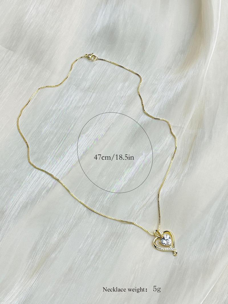 Women's Elegant Heart Shaped Pendant Necklace with Box, Fashionable Rhinestone Decorated Necklace for Party, Daily Clothing Decor for Girls & Women As Gift Valentine's Day, Gift for Her Men's Valentine's Gifts