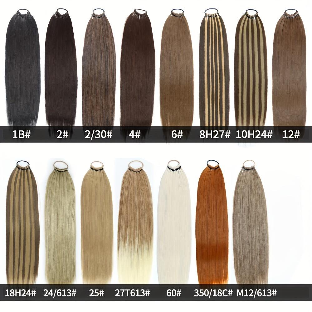 24 Inch Long Straight Ponytail Extension  Elastic Band Wrap Around Synthetic Hair Piece for Braiding