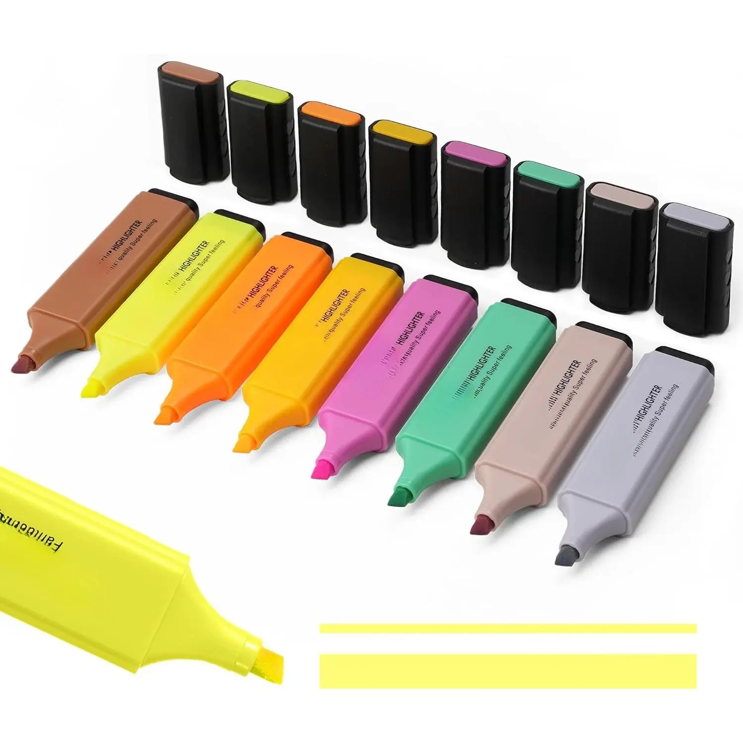 Morandi Highlighters, 8  Quick-Dry Chisel Tip Marker Pens | Muted Water-Based Colors | Pocket Clip for Studying, Journaling & Office