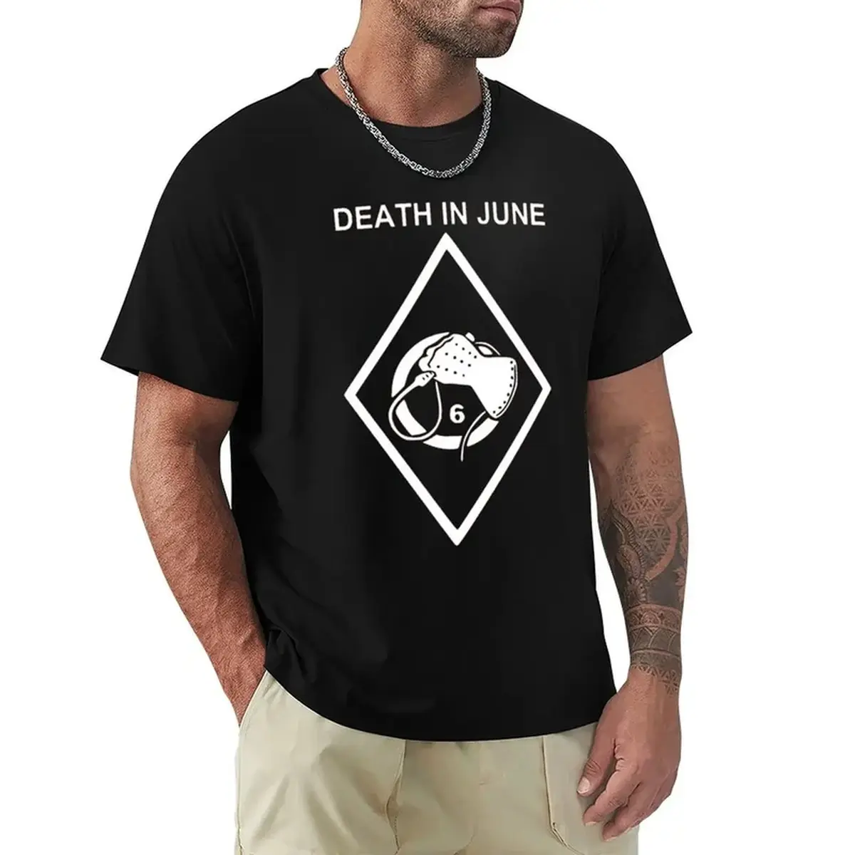 Neofolk Band Graphic T-Shirt, Death In June Bauhaus Sol Invictus Sublime Harajuku Streetwear Plain Black Crew Neck Short Sleeve Unisex Tops For Men Women, Short Sleeve Tops, Breathable Fabric, All Seasons, Office, Customized