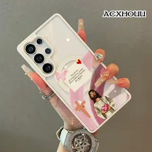 Magnetic Protective Case Spanish Comfort Jesus Floral Art for SAMSUNG S26 ULTRA S25 S24 S23 S22,Vintage Vibes Shockproof,Aesthetic,Silicone,Lightweight,and Scratch Resistant
