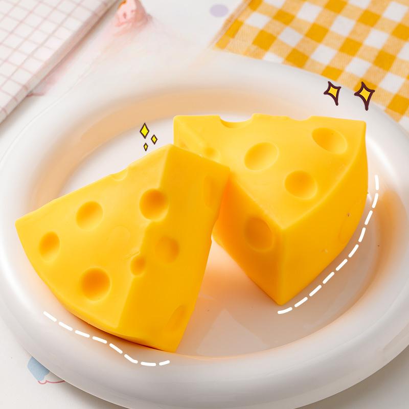 Soft & Bouncy Cheese Squishy Toy Office Stress Relief Venting Creative Gift Unique Home Decor Decompression Squeeze Realistic Design