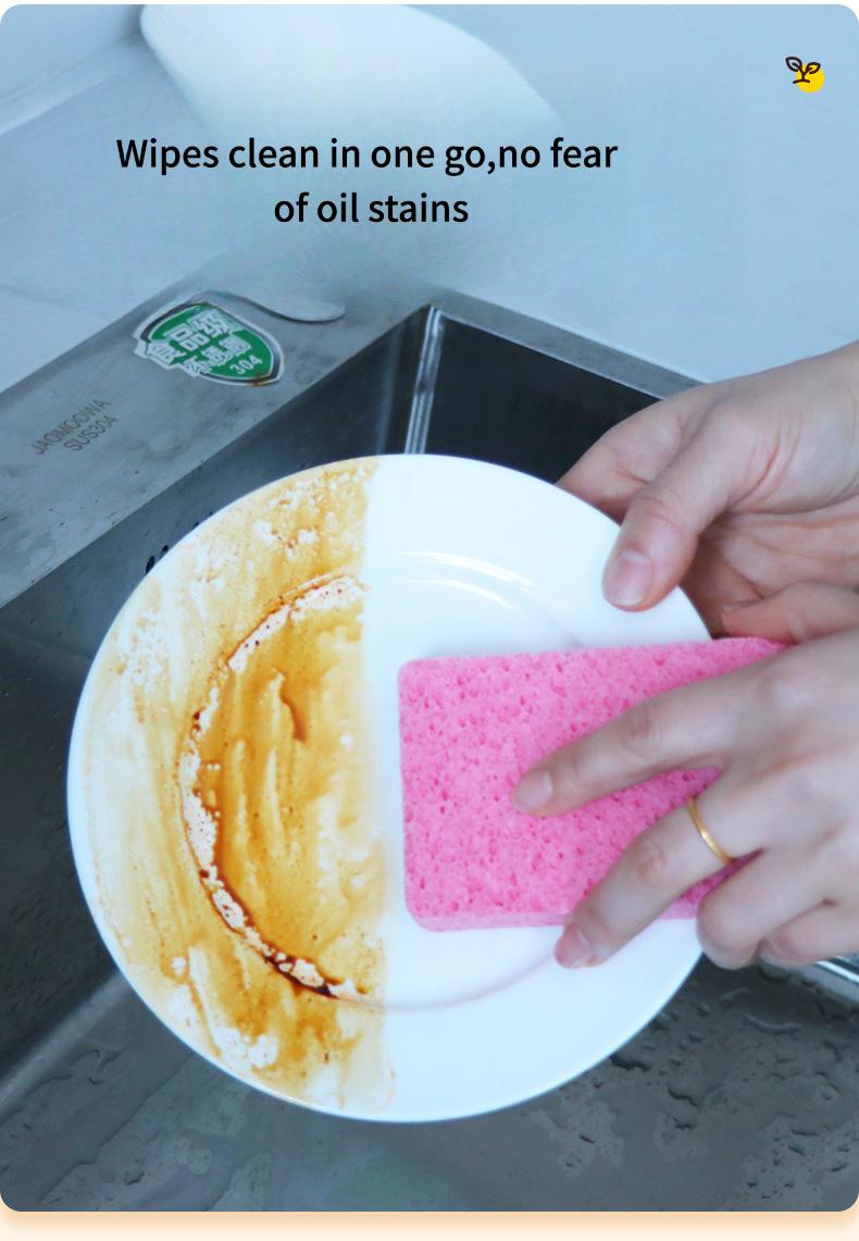 Natural Wood Pulp Dish Sponge, Expands When Wet, Super Absorbent & Oil-Free, Easy to Rinse Kitchen Scrubber