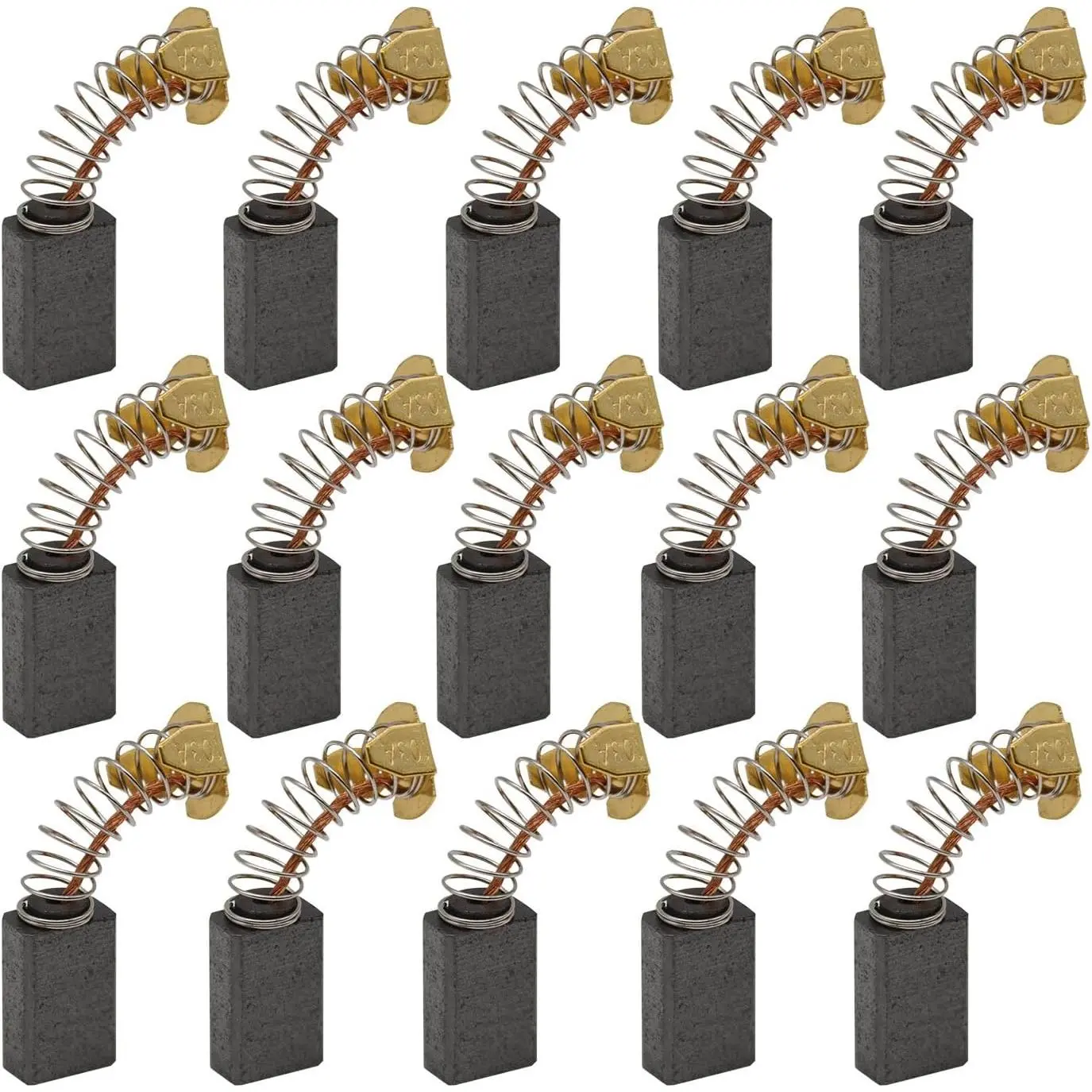 15 Pack  Carbon Brushes  with Pigtail Spring Wire 15x10x6mm Carbon Brush for Electric Harbor Freight Driver   Vacuum Power Tool Hammer Drill Angle  Edger Motors