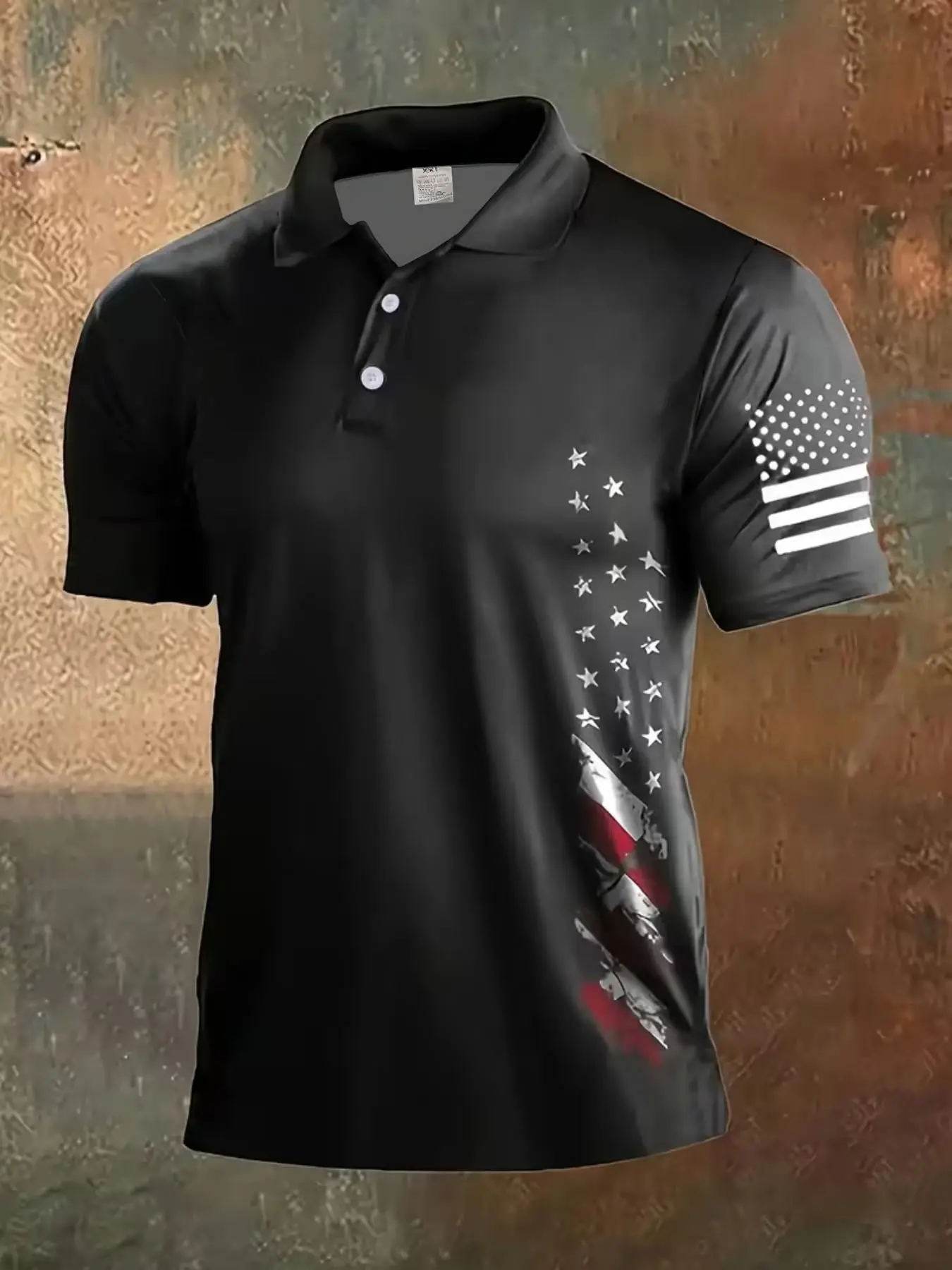 Men's American Flag Patriotic Polo Shirt, Casual Short Sleeve Graphic Tee, Slim-Fitting Long Clothing, Perfect for Daily Wear