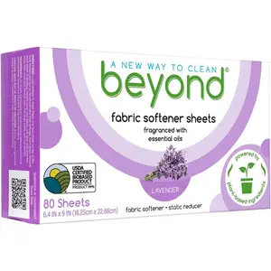 Fabric Softener Sheets (80 sheets) - Lavender Scent - Eco-Friendly Plant-Based Dryer Sheets, Removes Static Cling, Recyclable Packaging