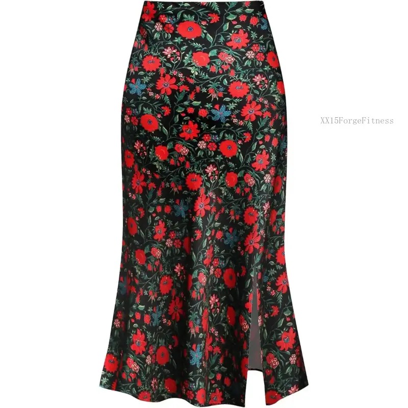 Leopard Print Skirt for Women Cheetah High Waist Silk Satin Elasticized SkirtsXX15ForgeFitness