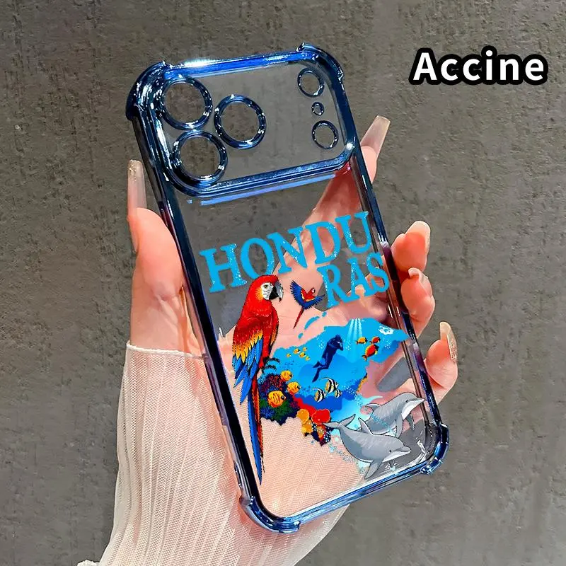 Durable Soft Silicone Phone Case for iPhone 17 Pro Max,16,15 Plus,Air,14,13,12,11,E - Honduras Marine Splendor Pattern,Transparent Lens Protection,Protective Casing,Phone Accessories,Gift, Smartphone, Handheld