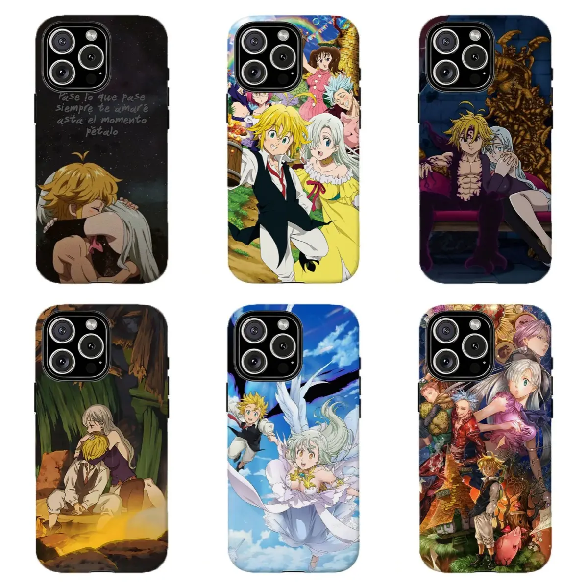 The Seven Deadly Sins Meliodas Elizabeth Anime Scene Long-Lasting Protective Phone Case, Fantasy Shonen Manga Romantic Aesthetic   , For iPhone 11 12 13 14 15 16 17 Pro Max For Samsung S26 S25 S24 S23 S22-Gift For Her/Him/Anime lovers