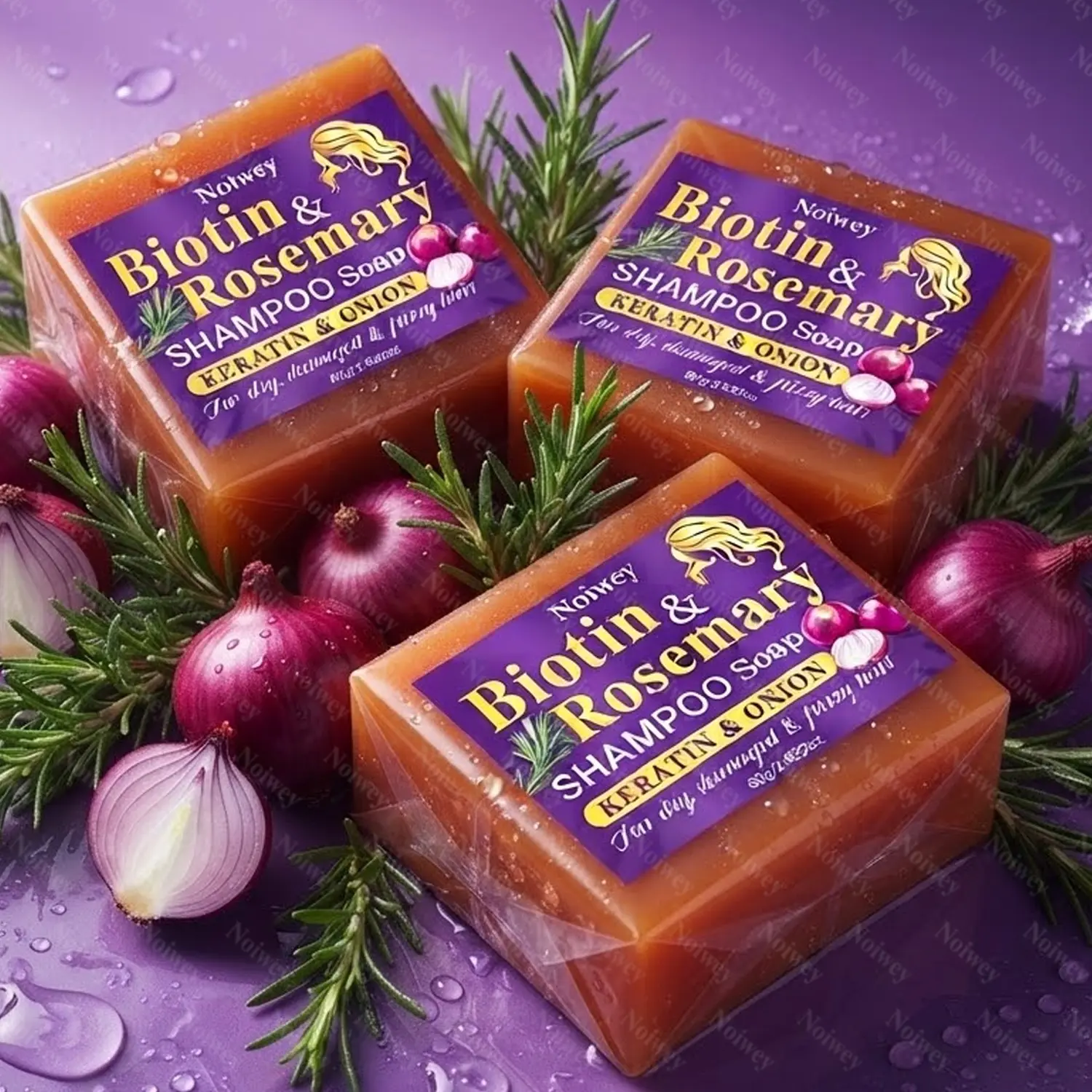 80g*3PCS Biotin Onion & Rosemary Hair Repair Shampoo Bar,with Rosemary,onion,strong and resilient hair,Hydrating Hair shampoo bar for FRIZZY HAIR SPLIT ENDS Hair,oil control Moisturizing Cleanser for Hair,portable