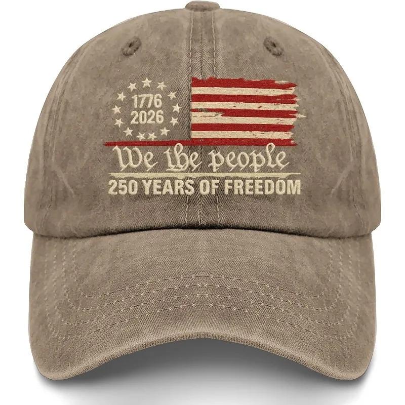 1pc Retro Washed Printted U.S. 250th Anniversary 250 Years Freedoms 1776-2026 Baseball Hats,suitable for Daily Wear Parties