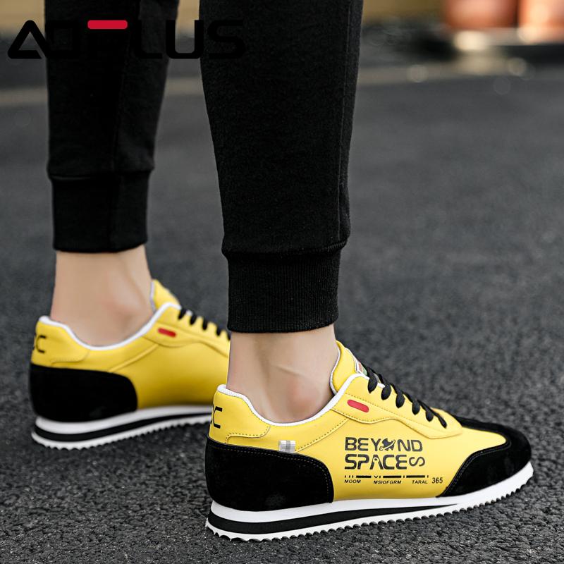 AOPLUS Men's Color Block Sneakers – Bold Yellow & Black Casual Shoes with Unique Graphic Design