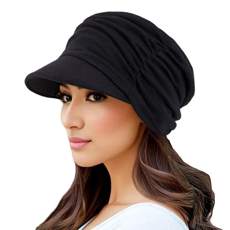 Autumn and Winter Double-layer Cashmere Brim Hooded Hood, Warm Duckbill Hat, Stacked Hat, Brim Hat, Headscarf Hat