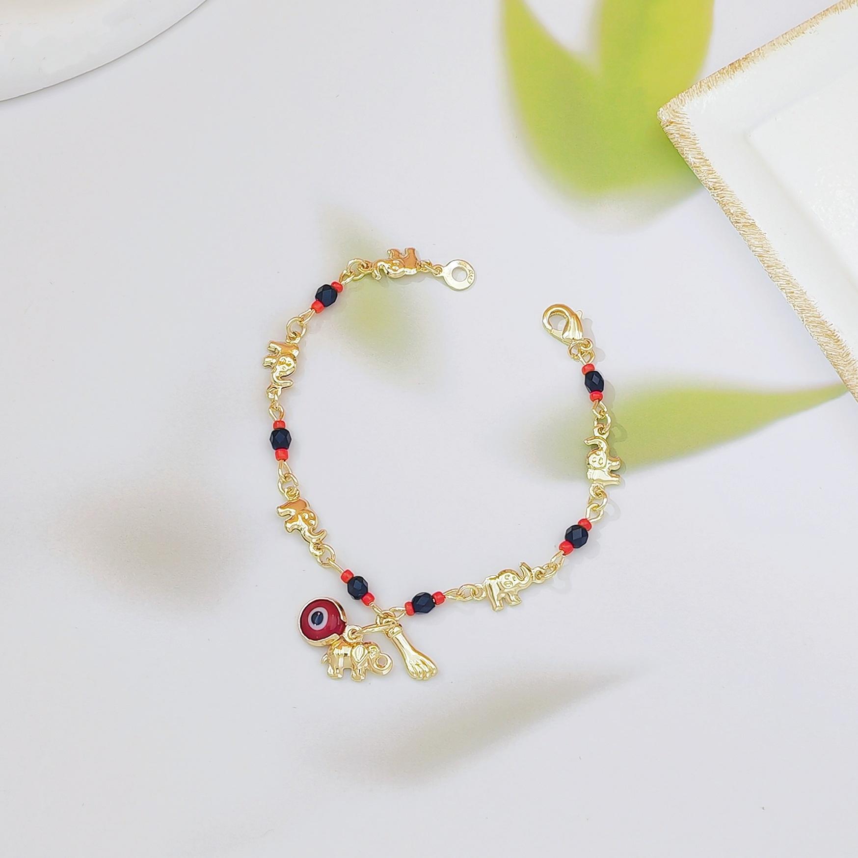 Boho Evil Eye & Lucky Elephant Anklet Bracelet Set for Women Cute Cartoon Beach Jewelry Trendy Vacation Style Stackable Foot & Wrist Accessories for Summer Beach Party Daily Outfits