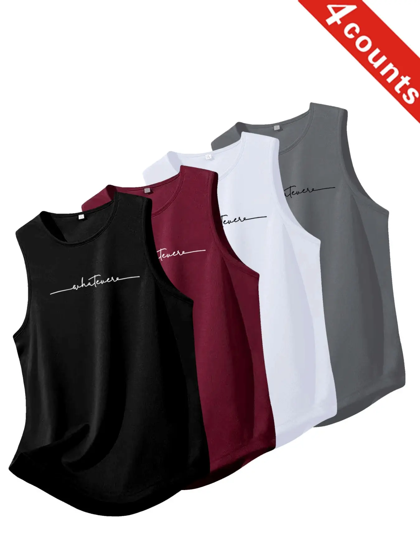 4-Pack Men's Quick-Dry Sports Tank Tops, Athletic Tank, Athleisure Tank, Lightweight Breathable Moisture-Wicking, Comfortable Elastic, Ideal for Running Fitness Daily Wear