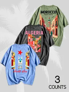 New Men's T-Shirt with Exotic Theme Print, Vintage Loose Fit, Short Sleeve, Perfect for Daily Wear, Sports, Travel, Summer Essential