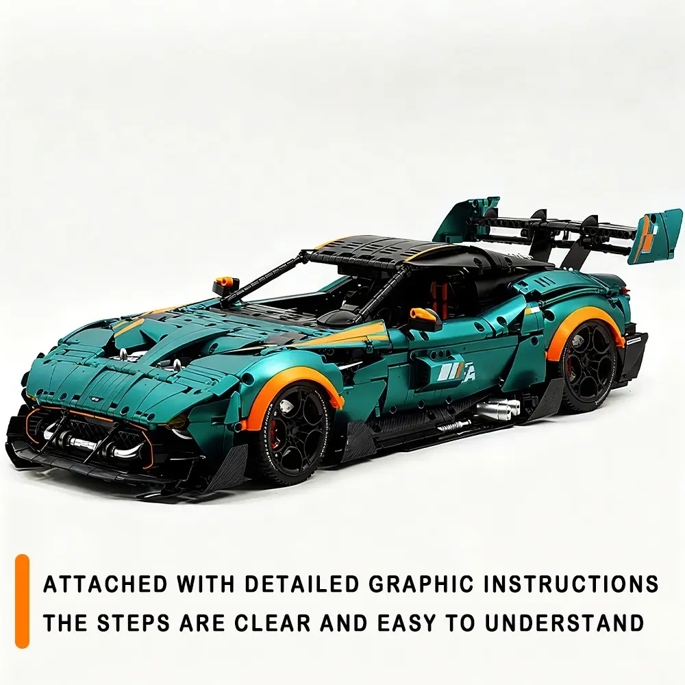 Large 1:8 Mechanical Race Track Super Car Building Set Detailed Wide Body Limited Edition Complete Engine Structure Complex Assembly Model Collectible Decor Adult Gift