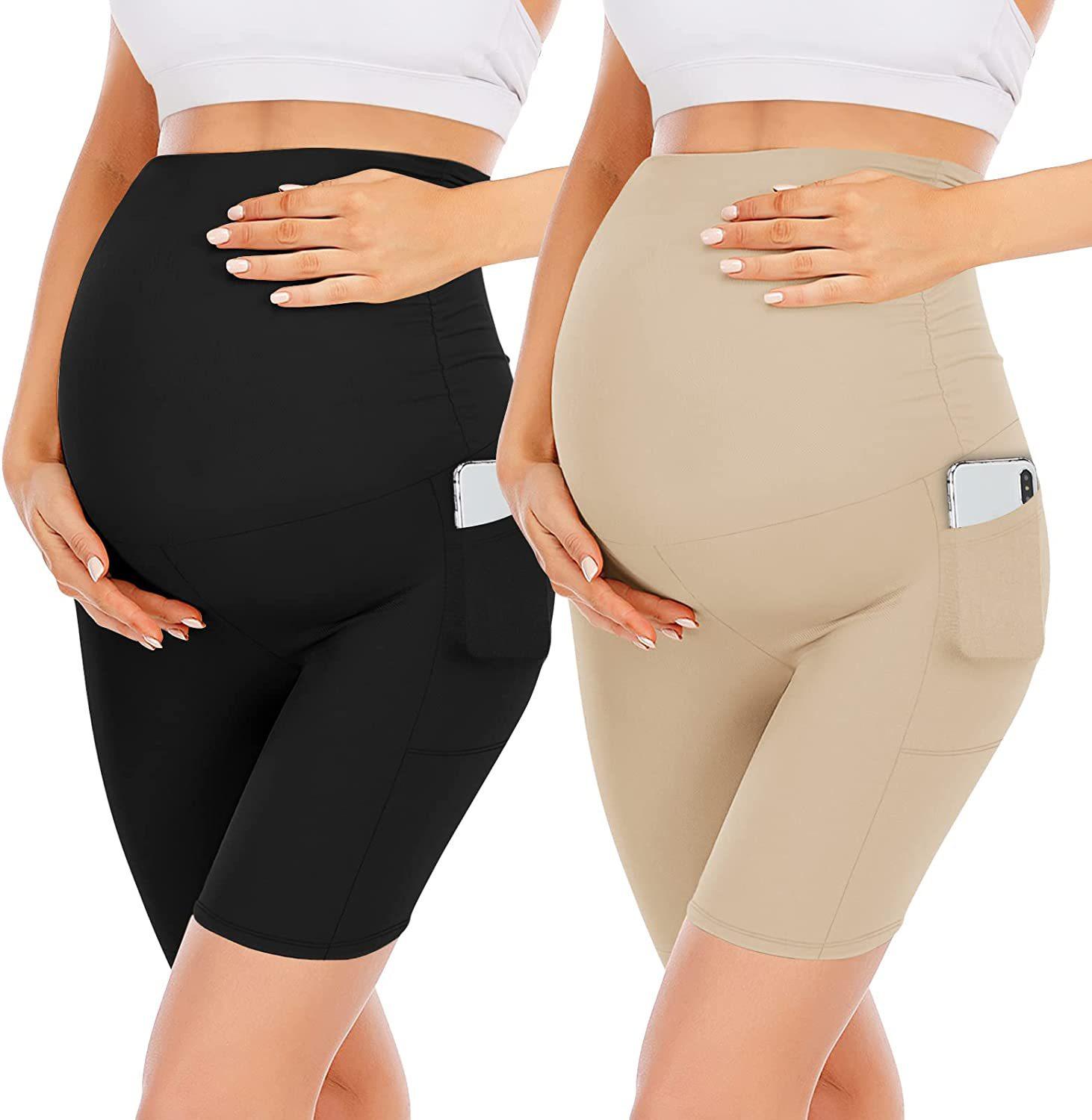 New European and American style maternity pants with five pockets, high-waisted slim-fit belly support pants, sports and fitness maternity yoga pants